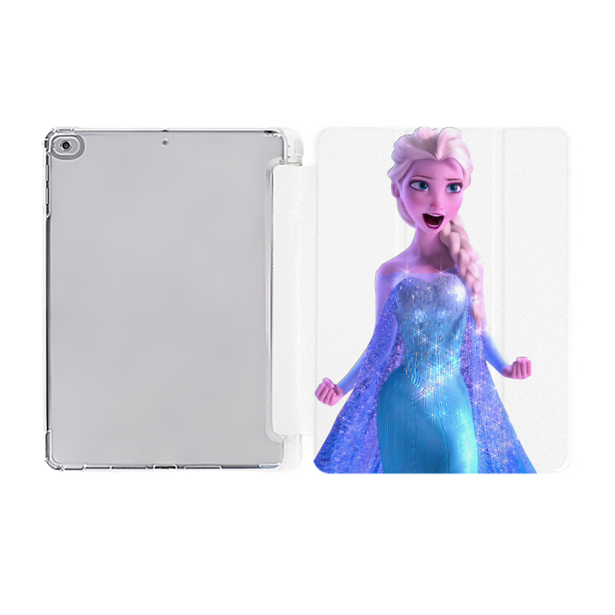 （画像用） アナと雪の女王 アンナ エルサ Frozen Anna Elsa IPad ケース ペン収納付き 三つ折りスタンド PUレザー×シリコン 対応機種9.5/10.5/10.9インチ